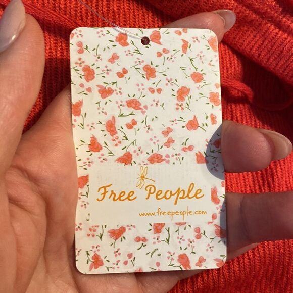 NWT Free People Womens Snowy Thermal Top in Heatwave Orange Red - Picture 7 of 11